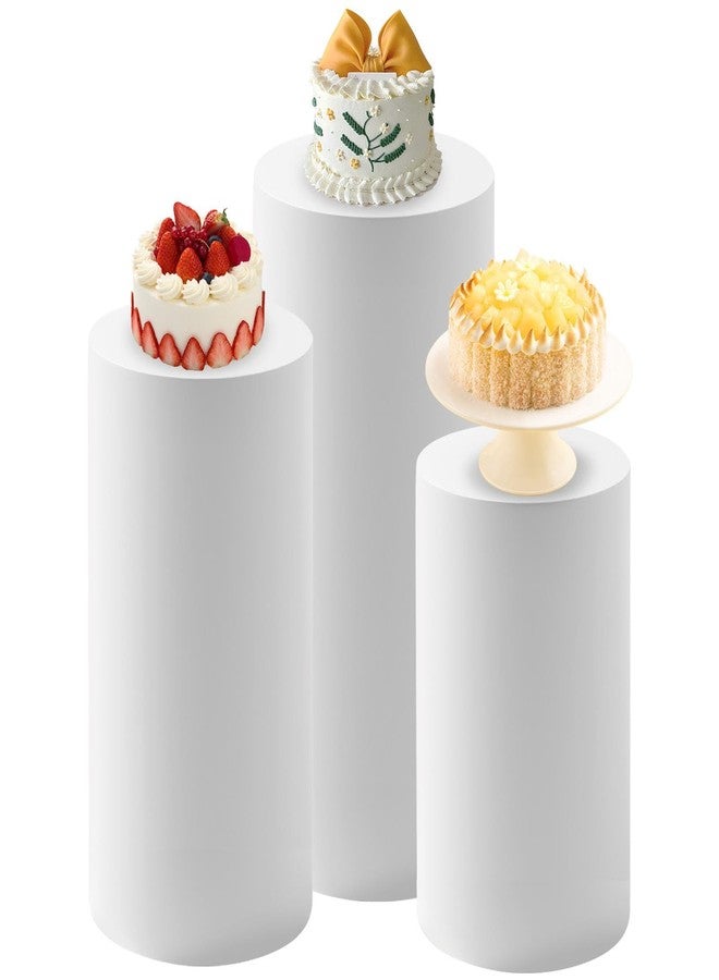 Kazheon 3Pcs Cylinder Pedestal Stand Covers,Round Spandex Cylinder Stand Covers for Party,Elastic Cloth Cylinders Plinth Cover for Parties Wedding Birthday Event Decor,Only Covers - Image 1